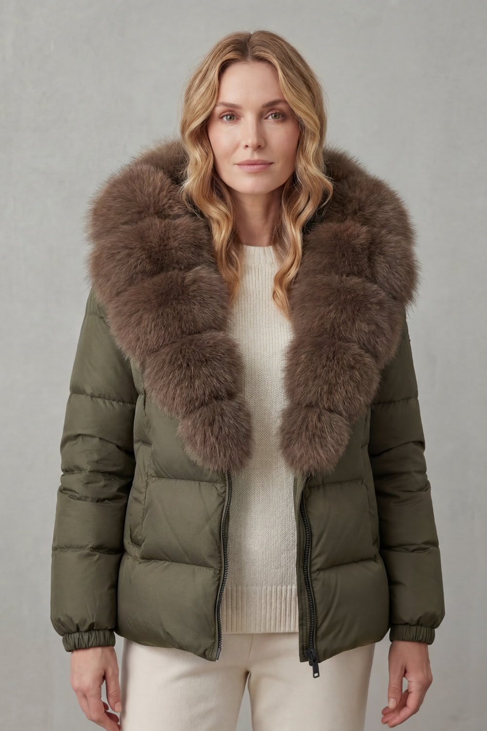 Damen Steppjacke Kunstfell Kapuze warm - Image 10