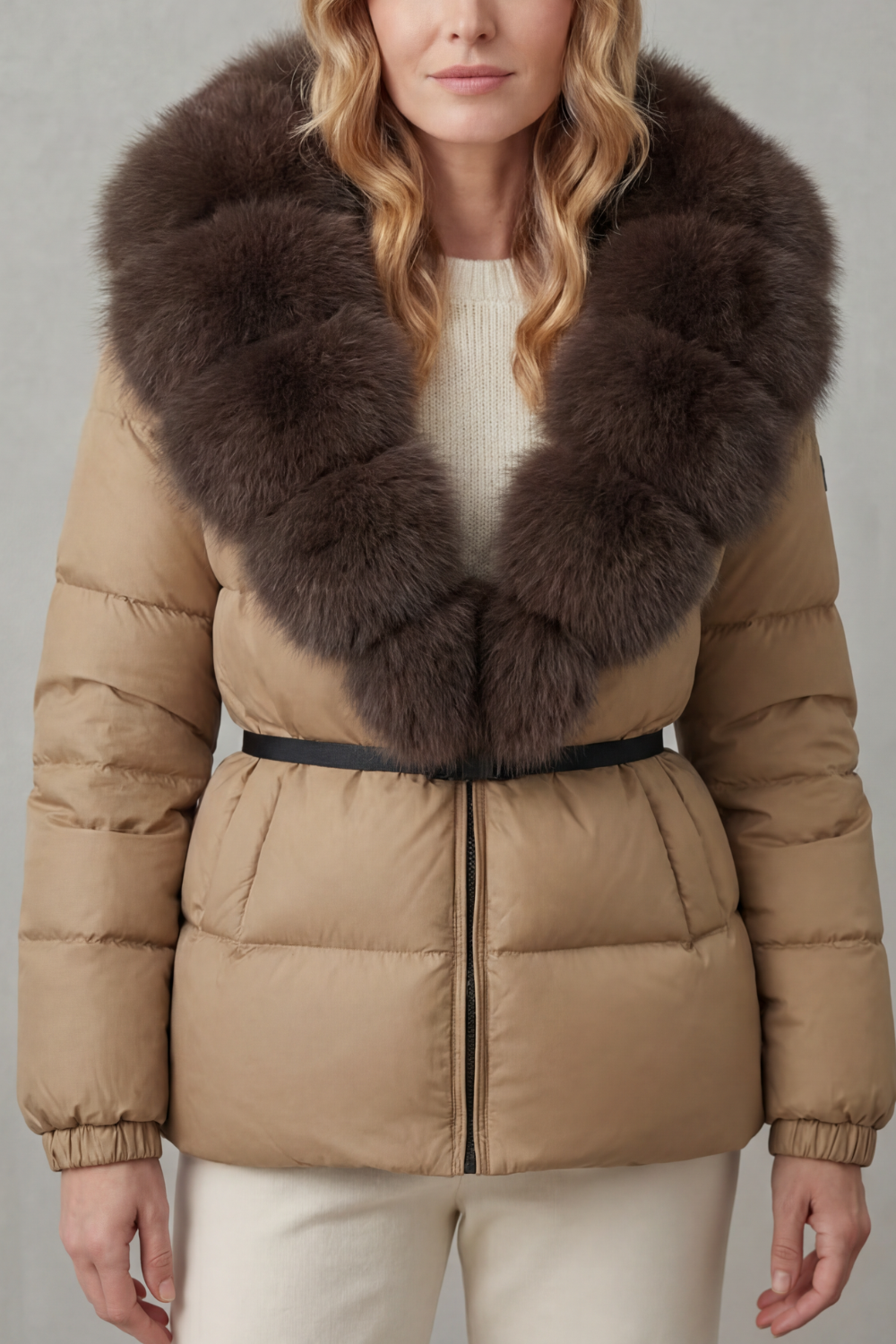 Damen Steppjacke Kunstfell Kapuze warm - Image 15