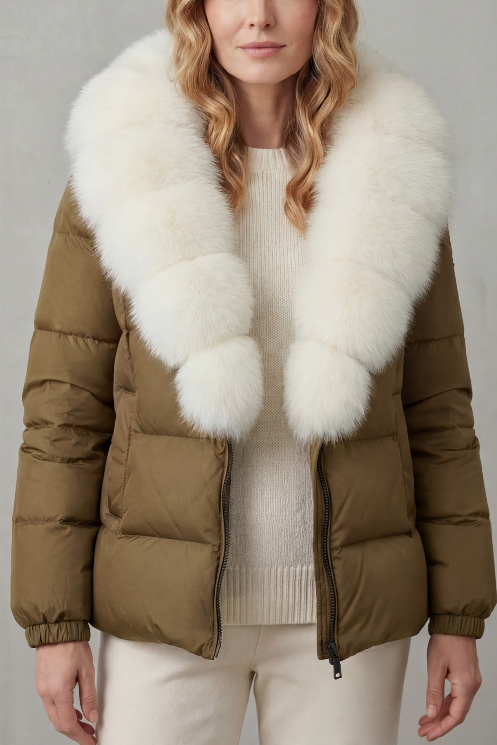Damen Steppjacke Kunstfell Kapuze warm - Image 17