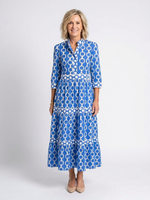 Joanna - Midi Kleid mit Kettenmuster und Dreiviertelarm