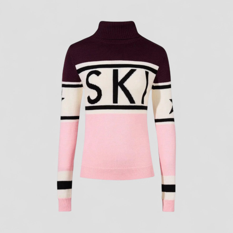 Damen Rollkragenpullover Modern Grafik Strickpullover - Image 3