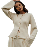 Damen Strickjacke mit Knöpfen Cardigan