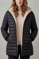 Damen Sherpa Gefütterte Kapuzen Steppjacke
