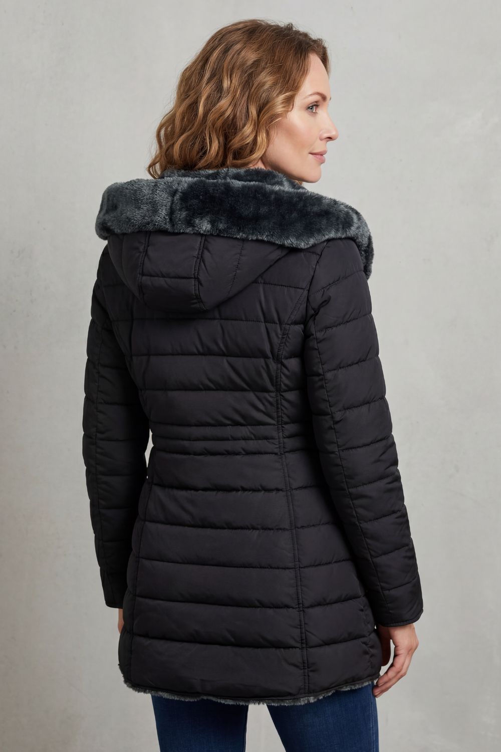 Damen Winterparka Kunstfellfutter mit Kapuze - Image 4
