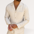 Herren Leinen Set Zweiteiler Hemd Hose Beige - Image 7
