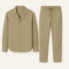 Herren Leinen Set Zweiteiler Hemd Hose Beige - Image 2