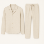 Ensemble homme en lin deux pièces chemise pantalon beige
