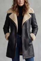 Damen Faux Wildleder Longmantel Shearling-Imitat - Image 5