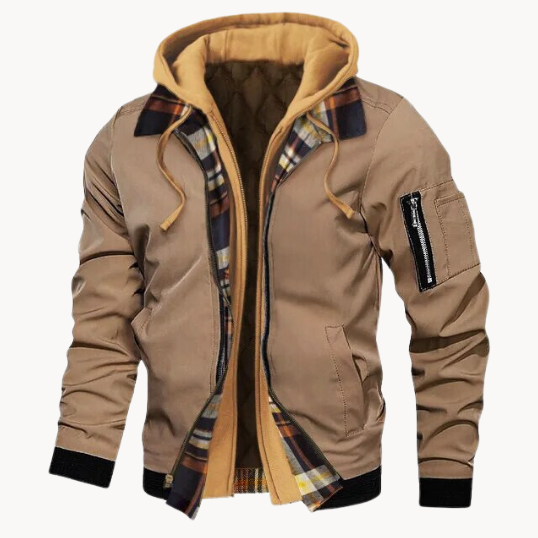 Herren Steppjacke mit Kapuze Kariert Gefüttert - Image 5