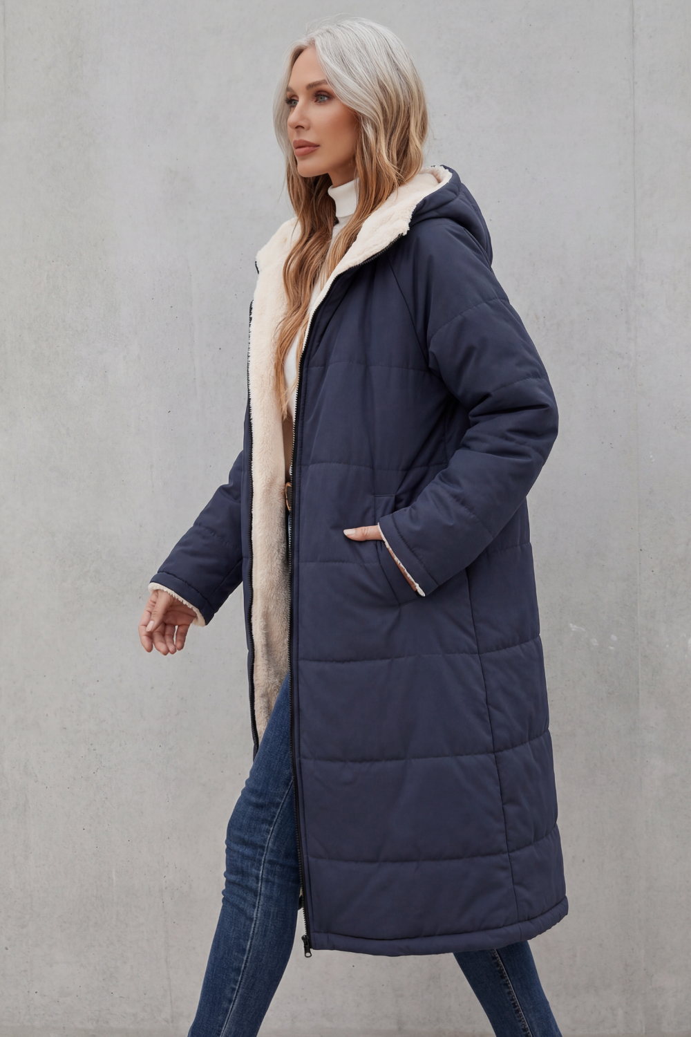 Damen Fleece Mantel - Image 3