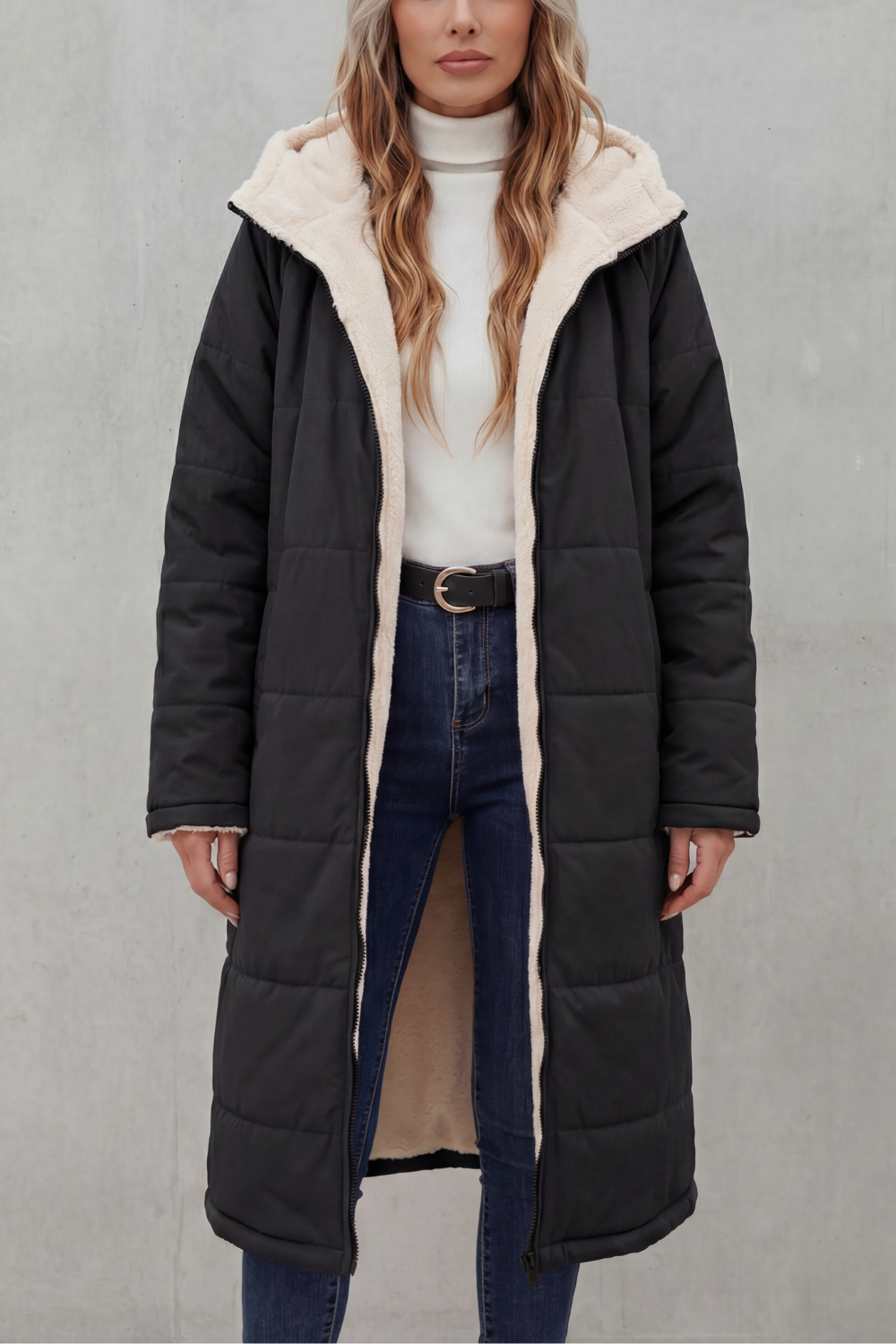 Damen Fleece Mantel - Image 5