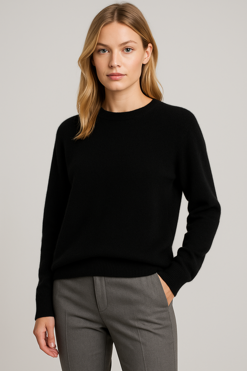 Damen Feinstrickpullover Kaschmir-Optik Rundhals - Image 4