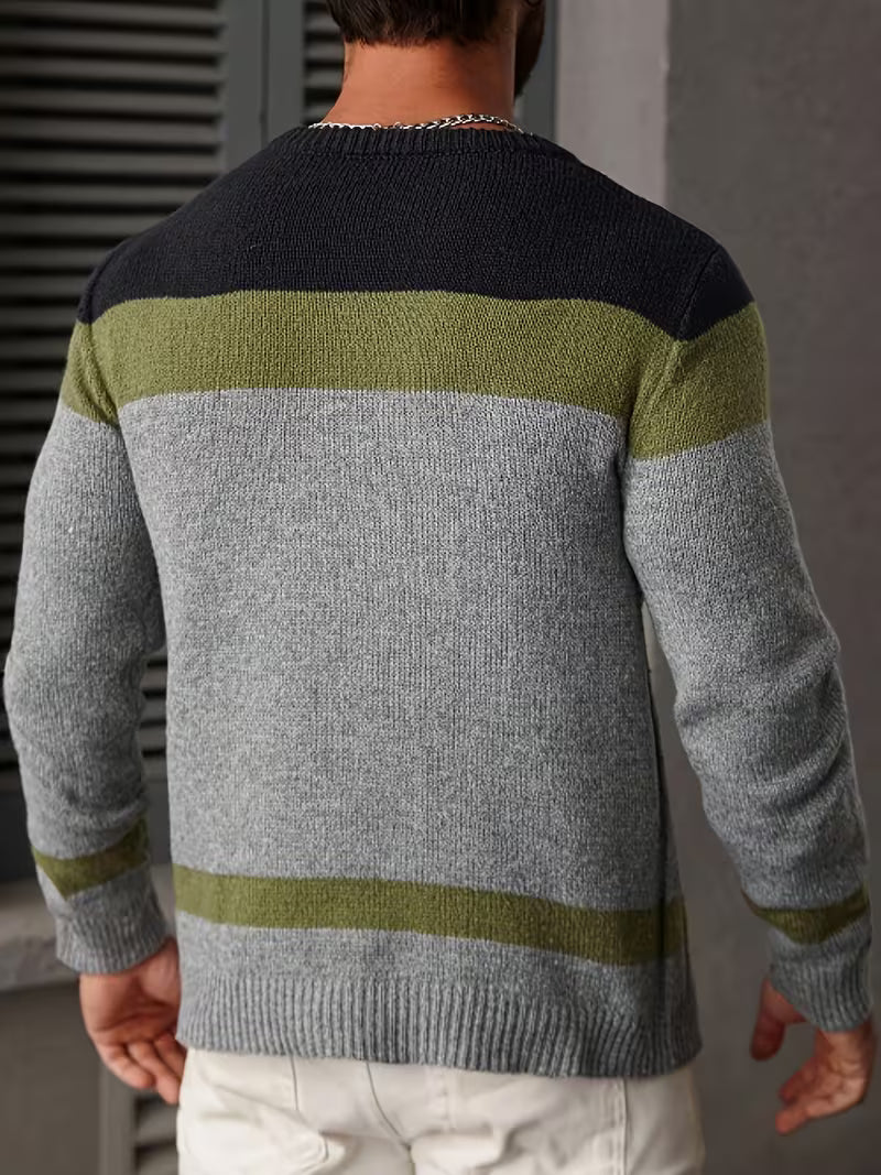 Herren Kabelstrickpullover Colorblock Rundhals - Image 14
