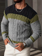 Herren Kabelstrickpullover Colorblock Rundhals - Image 11
