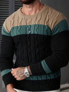Herren Kabelstrickpullover Colorblock Rundhals - Image 15