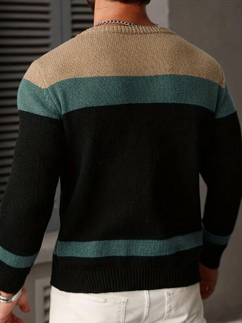 Herren Kabelstrickpullover Colorblock Rundhals - Image 16