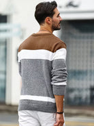 Herren Kabelstrickpullover Colorblock Rundhals - Image 2