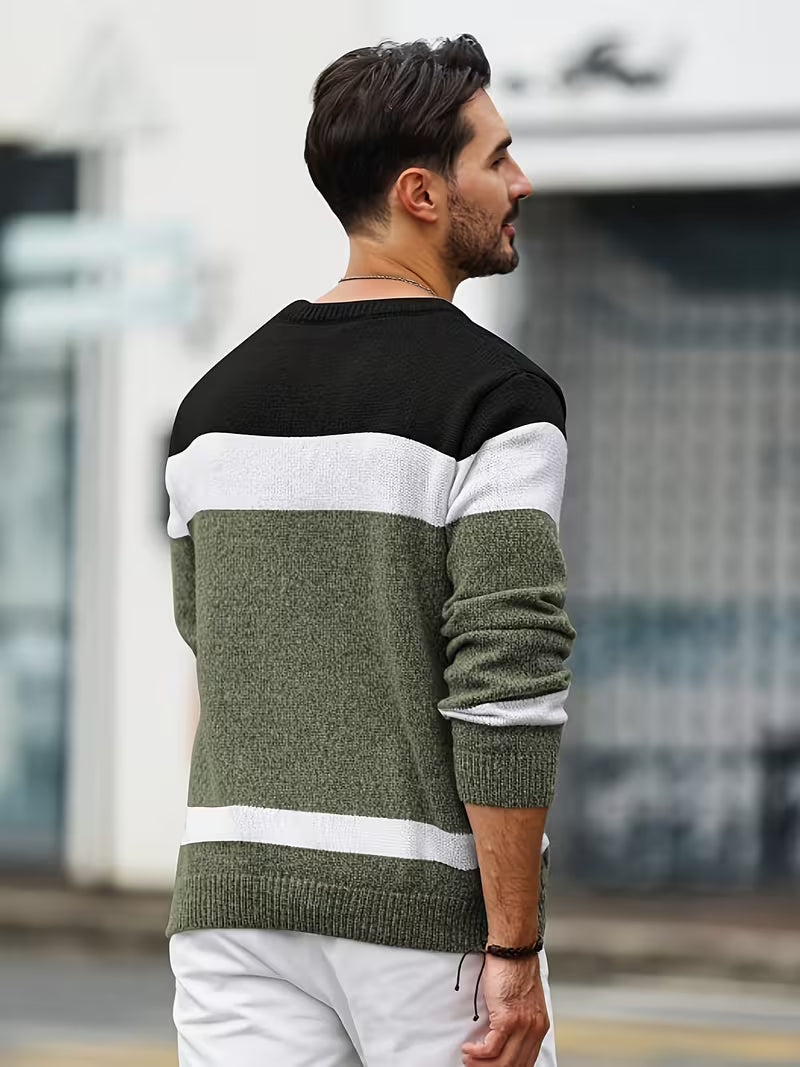Herren Kabelstrickpullover Colorblock Rundhals - Image 21