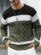 Herren Kabelstrickpullover Colorblock Rundhals - Image 22