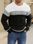 Herren Kabelstrickpullover Colorblock Rundhals - Image 24