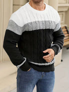 Herren Kabelstrickpullover Colorblock Rundhals - Image 25