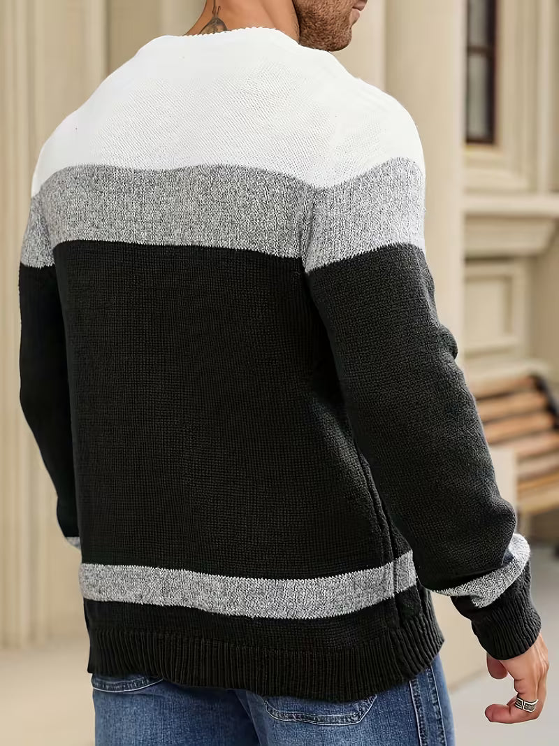 Herren Kabelstrickpullover Colorblock Rundhals - Image 26