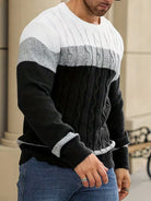 Herren Kabelstrickpullover Colorblock Rundhals - Image 27
