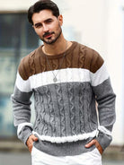 Herren Kabelstrickpullover Colorblock Rundhals - Image 3