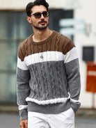 Herren Kabelstrickpullover Colorblock Rundhals - Image 5