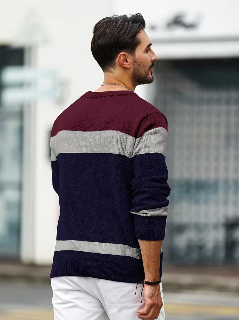 Herren Kabelstrickpullover Colorblock Rundhals - Image 7