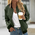 Blouson bomber pour femme avec bords-côtes et poches zippées