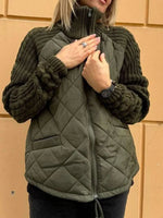 Cardigan en maille pour femme, avec devant matelassé et fermeture éclair