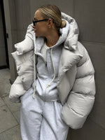 Doudoune oversize pour femme, déperlante, avec capuche amovible