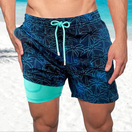 Men's Slim Fit Patterned Swim Shorts Inner Liner