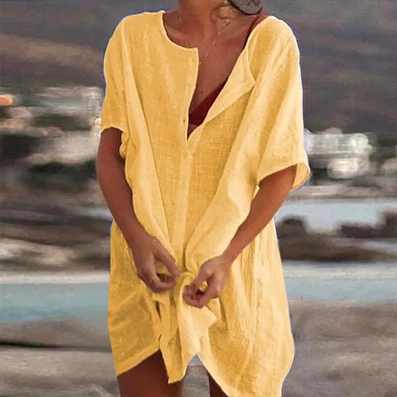 Damen Leinen Sommerkleid A-Linie - Image 4