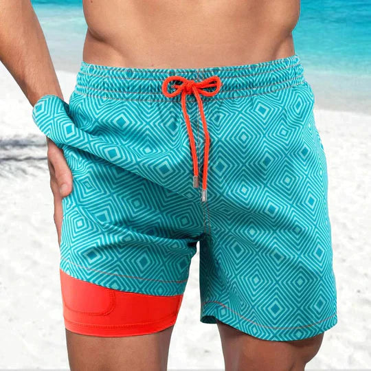 Men's Slim Fit Patterned Swim Shorts Inner Liner - Image 9