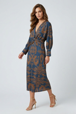Bea – Bedrucktes Midi Kleid Mit Twist Detail