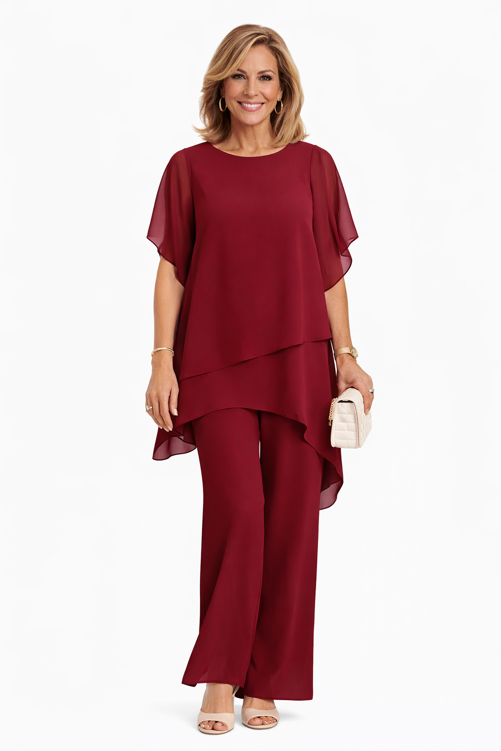 Women Two Piece Wide Leg Set Elegant Flowy - Image 5