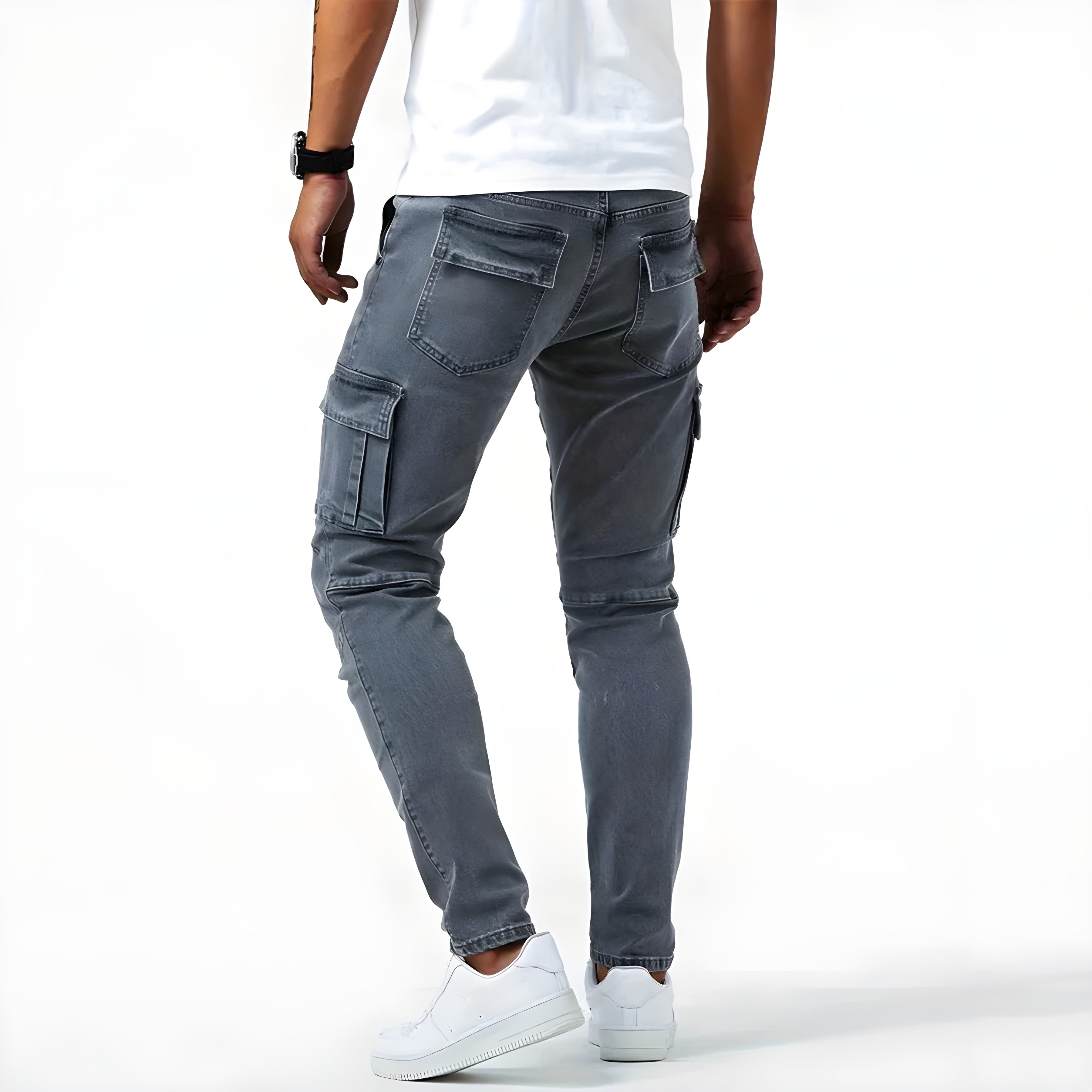 Herren Cargohosen Denim Stretch Elastisch - Image 6