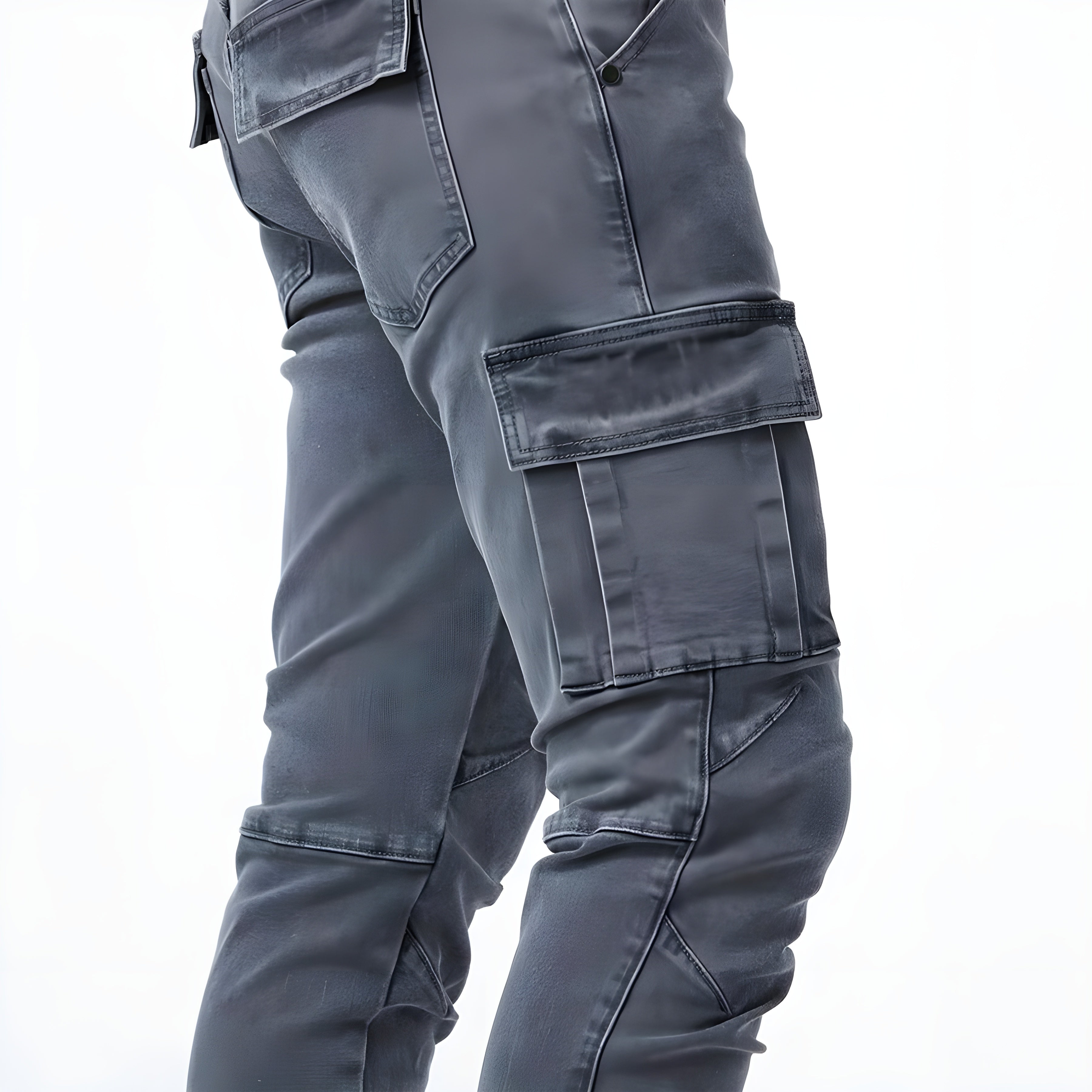 Herren Cargohosen Denim Stretch Elastisch - Image 3