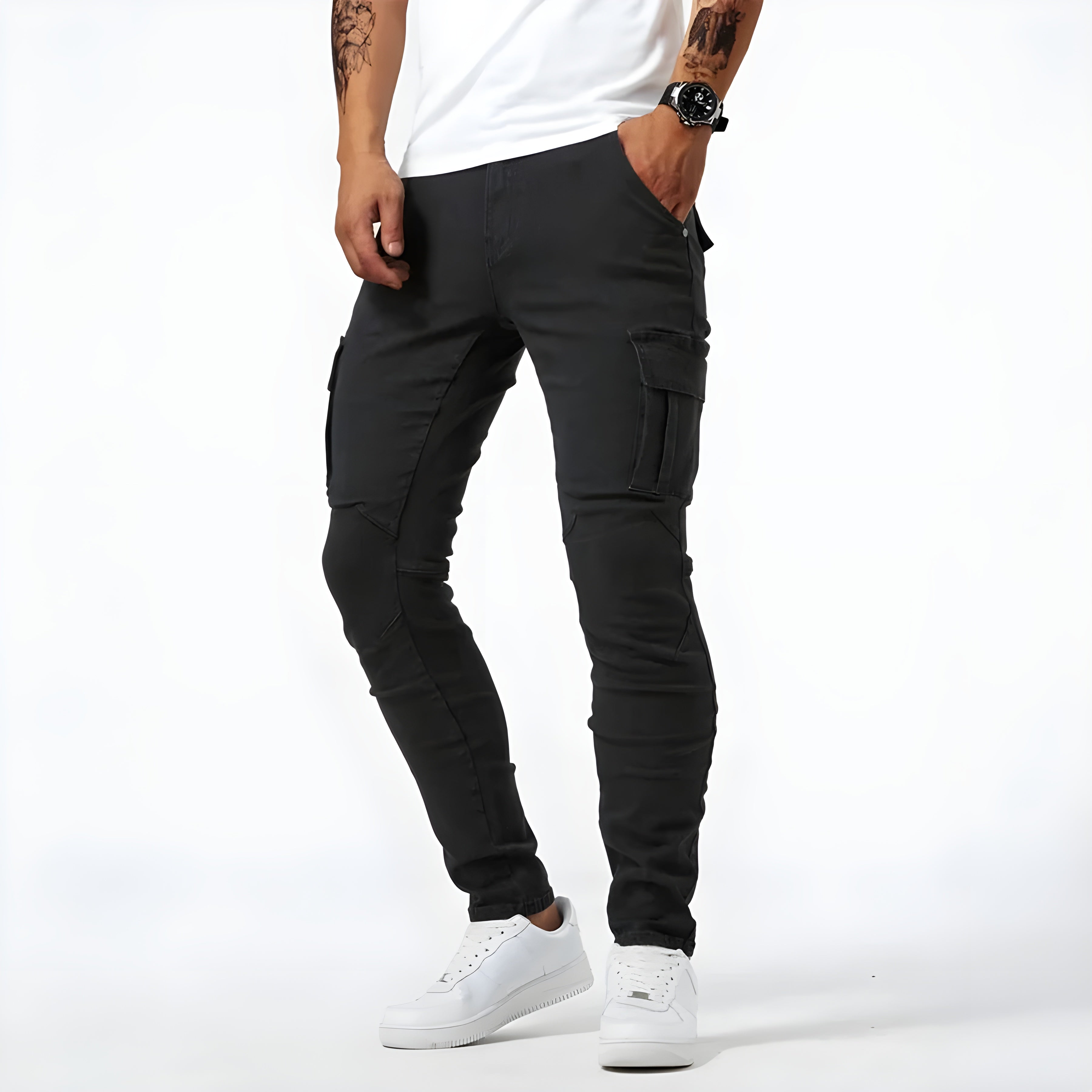 Herren Cargohosen Denim Stretch Elastisch - Image 5