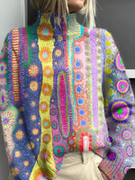 Pull à col roulé pour femme avec motif abstrait
