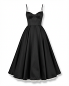 Damen Midikleid Fit and Flare Festlich Spaghettiträger
