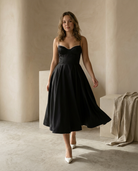 Damen Midikleid Fit and Flare Festlich Spaghettiträger - Image 5