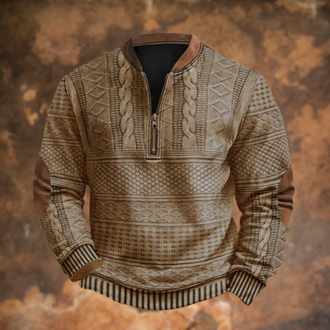 Herren Strickpullover Viertelreißverschluss Zopfmuster Troyer - Image 3