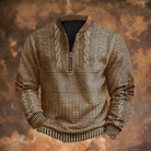 Herren Strickpullover Viertelreißverschluss Zopfmuster Troyer - Image 3