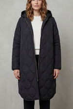 Parka acolchoado de senhora com capuz, comprido