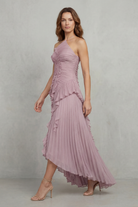 Damen Midi Kleid One-Shoulder Plissee - Image 3
