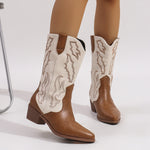 Bottes de cow-boy pour femmes avec broderie et talon bloc moyen