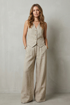 Damen Weste Hose Set Zweiteiler ärmelloser Hosenanzug elegant - Image 2